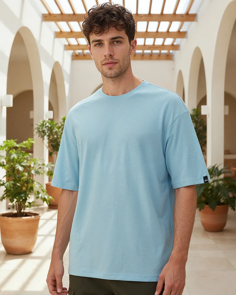 بيواكوف Men's Blue Oversized T-shirt